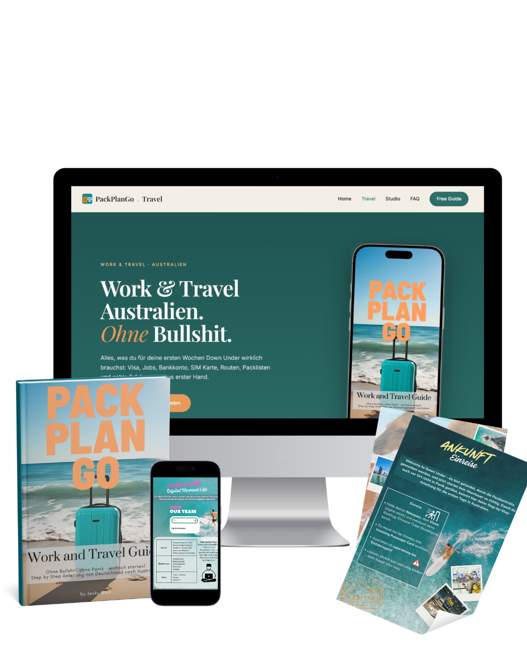 PackPlanGo Work and Travel Guide für Australien — 112 Seiten interaktiver Backpacker Guide