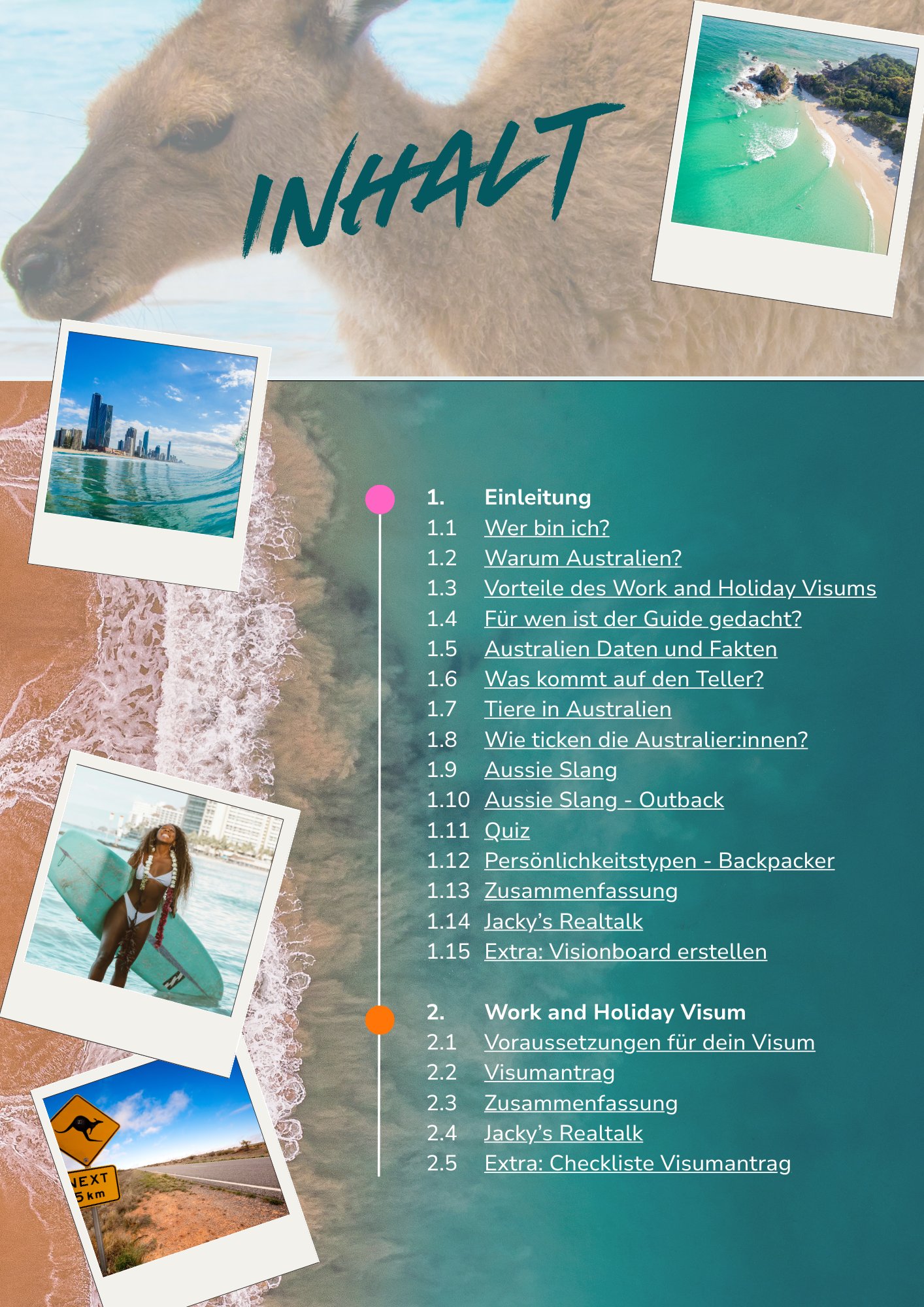 Inhaltsverzeichnis PackPlanGo Australien Guide