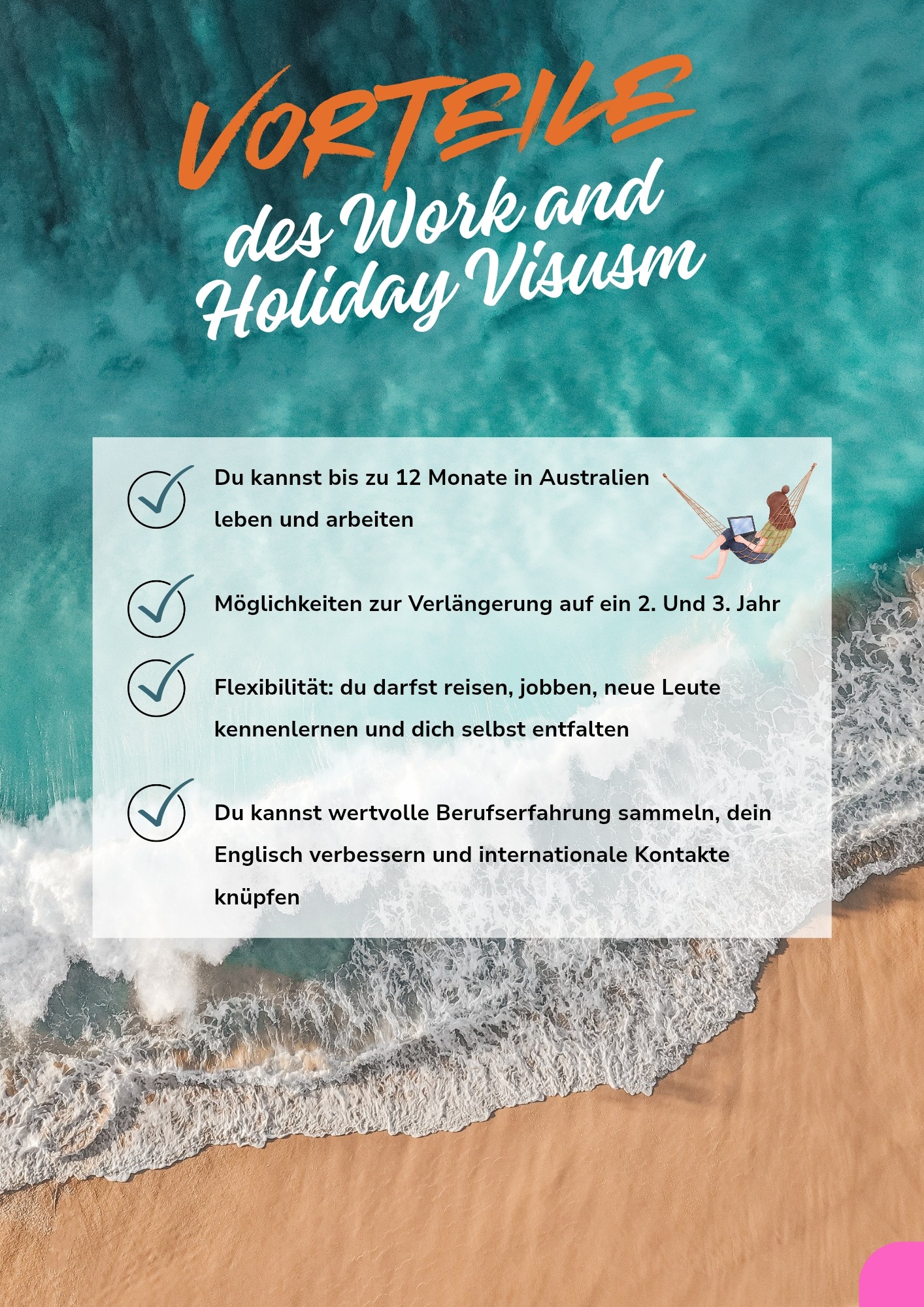 Vorteile Working Holiday Visum Australien